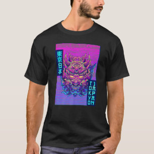 Camiseta Oni Mask Demon Mask Tokyo Japão Vaporwave