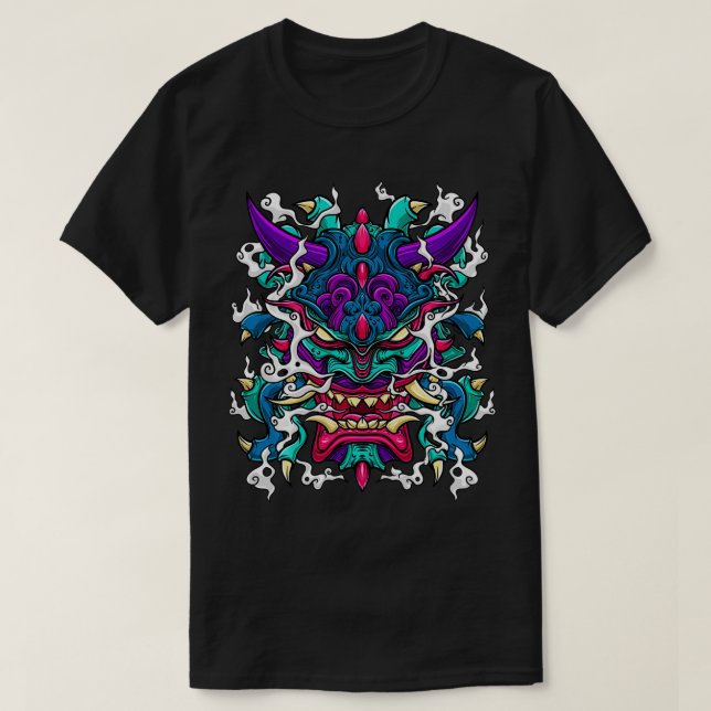 Camiseta Oni Mask Hannya Demon Evil Japanese  (Frente do Design)