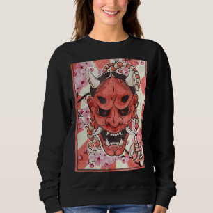 Camiseta Oni Mask Yokai Demon Mask Japonês Aestético Retro