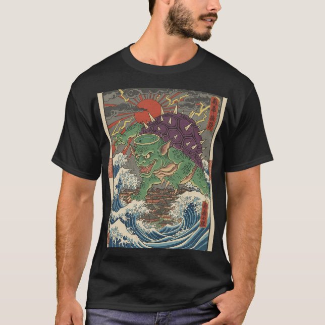 Camiseta Oni Tartaruga Sol Nascente Ukiyo-e (Frente)