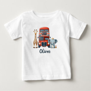 Camiseta Ônibus Caprichoso de Londres com Girafa e Elefante