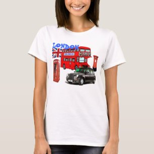 Camiseta ônibus de Londres e tshirt vermelhos dos ícones
