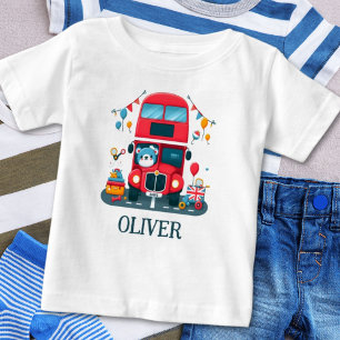 Camiseta Ônibus Duplo de Londres Fofo e Urso de Pelúcia