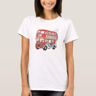 Camiseta Ônibus Duplo Playful Londres Cartoon Retrô