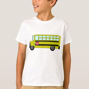 Camiseta Ônibus Escolar Amarelo com Placa de Parada