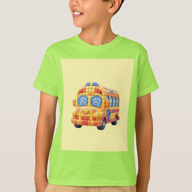 Camiseta Ônibus Escolar - fundo amarelo ensolarado (Frente)