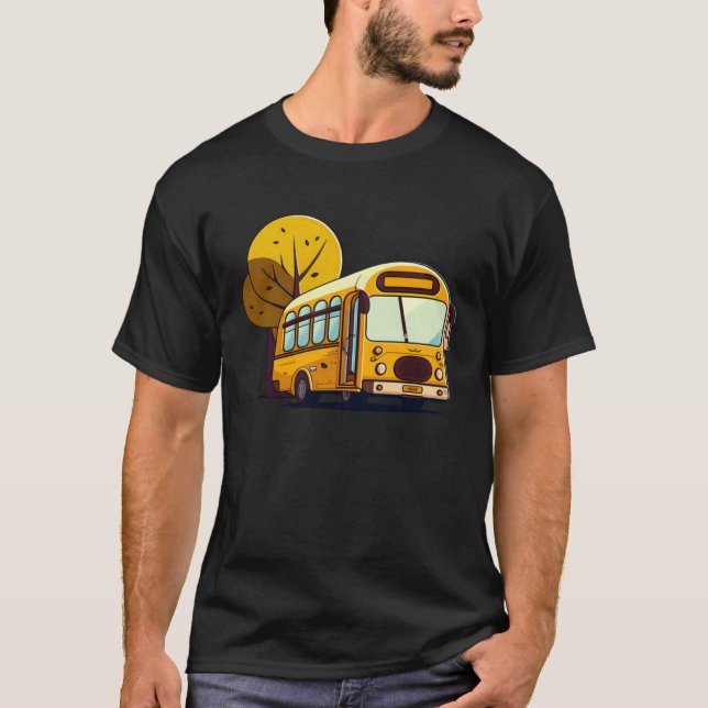 Camiseta Ônibus Na Frente De Árvores Motorista De Ônibus (Frente)