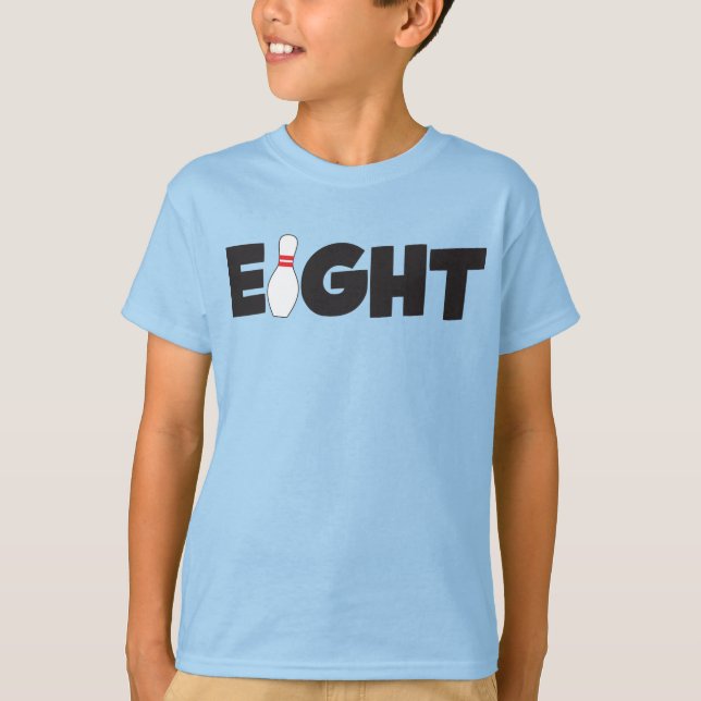 Camiseta Ontem à Boliche 8, Crianças de Camisa-T com Oito A (Frente)