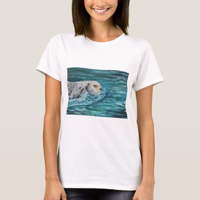 Camiseta Ooh Pintura de Lontra do Mar de Lunchtime (Frente)