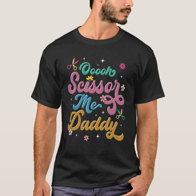 Camiseta Ooooh Tesoura Pai A Dizer Homens Mulheres (Frente)
