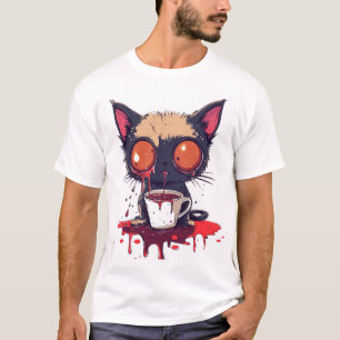 Camiseta Oopsy Meow Gato Kawaii Triste Amante do Café