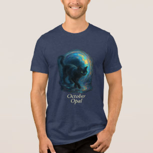 Camiseta Opal de outubro - Gato Negro e Portal Iridescente