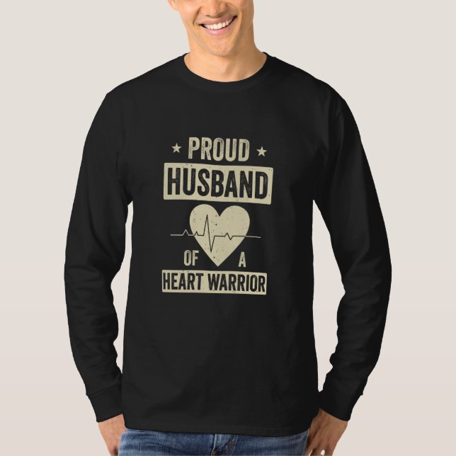 Camiseta Open Heart Surgery CHD Transplant Husband of a Hea (Frente)