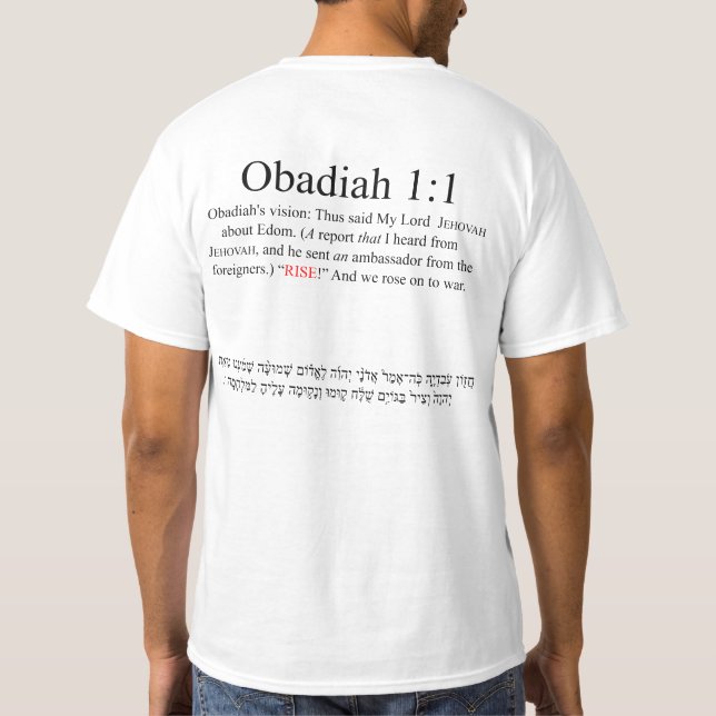 Camiseta Open Source Translation Obadiah 1:1 (Verso)