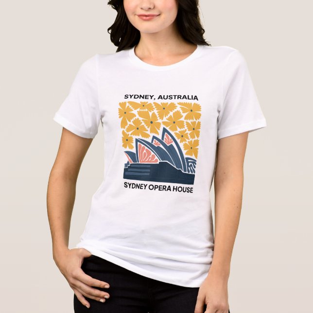 Camiseta Opera House Sydney Austrália viagem floral (Frente)