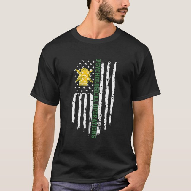 Camiseta Operações Psicológicas do Exército Bandeira Americ (Frente)