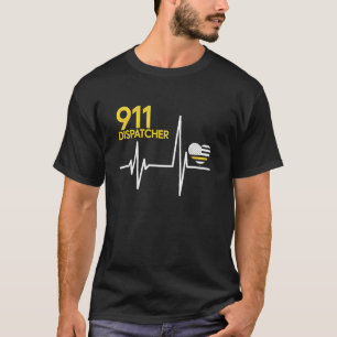 Camiseta Operador 911 Coração Polícia Bandeira Fina Patriot