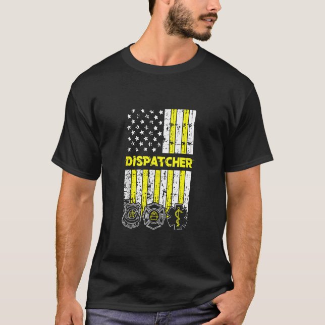 Camiseta Operador Americano Flag 911 Expede Fogo Policial (Frente)