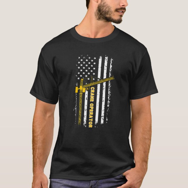 Camiseta Operador Crane American Flag Driver Week (Frente)