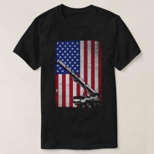 Camiseta Operador Crane Heavy Machinery Usa Flag Americano