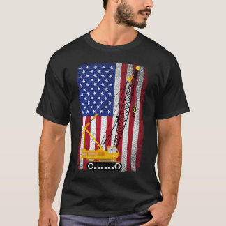 Camiseta Operador Crane Heavy Machinery Usa Flag Americano