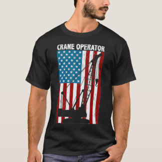 Camiseta Operador Crane Levantando Gancho Patriótico Americ