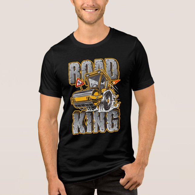 Camiseta Operador de Compactador de Construção do Rei da Es (Frente)