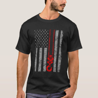 Camiseta Operador De Crane Americana Da Linha Vermelha Patr