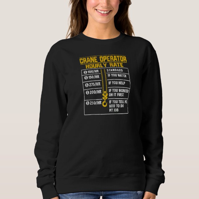 Camiseta Operador De Crane Funny Tarifa Horária Raglan (Frente)