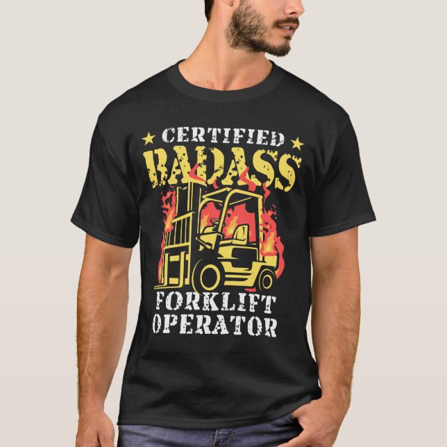 Camiseta Operador de empilhadeira de Badass Certificado (Frente)