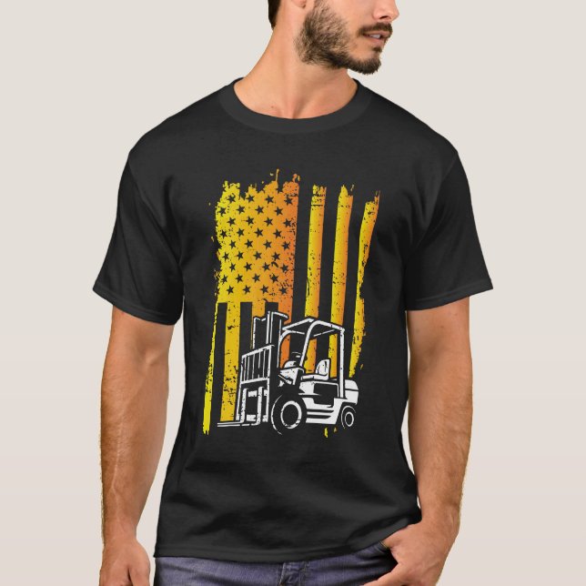 Camiseta Operador de empilhadeira de sinalizador americano (Frente)