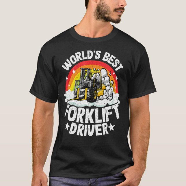 Camiseta Operador de empilhadeira Rainbow World's Best Fork (Frente)