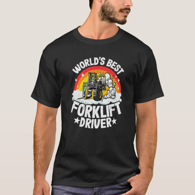 Camiseta Operador de empilhadeira Rainbow World's Best Fork (Frente)