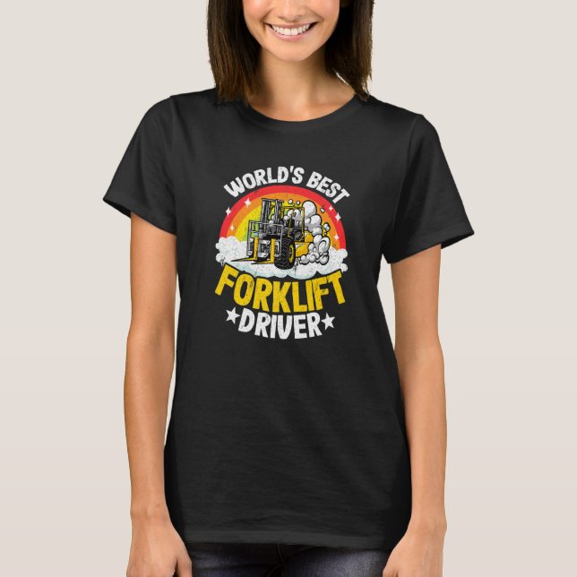 Camiseta Operador de empilhadeira Rainbow World's Best Fork (Frente)