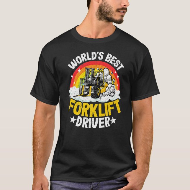 Camiseta Operador de empilhadeira Rainbow World's Best Fork (Frente)