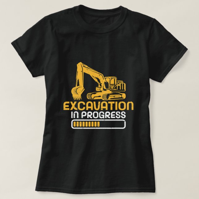 Camiseta Operador Escavador de Escavação em Andamento (Frente do Design)