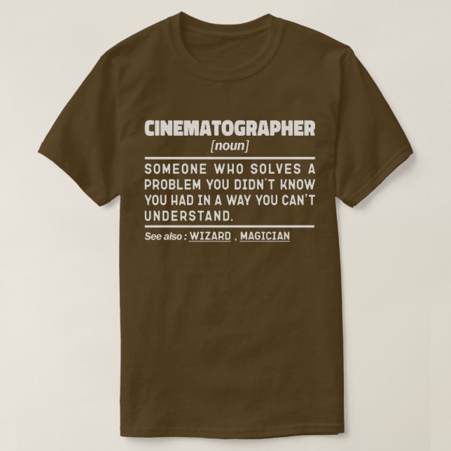 Camiseta Operador Legal da Câmera Cinematográfica Noun (Frente do Design)