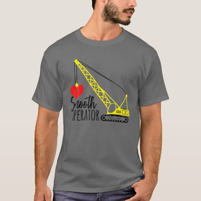 Camiseta Operador Suave Trator Construction Heart Bulldoz (Frente)