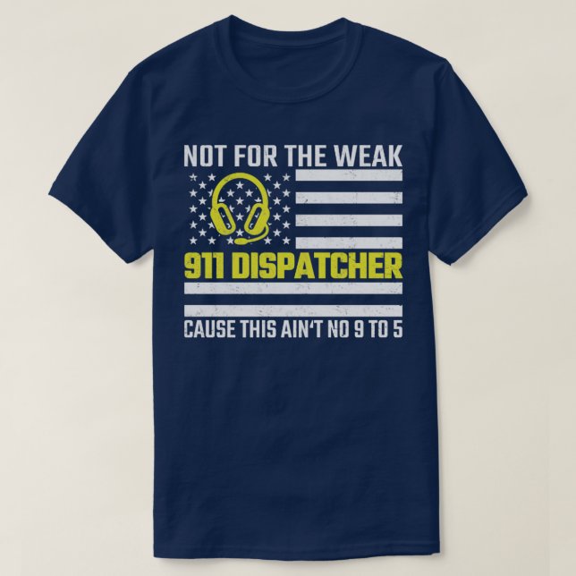 Camiseta Operador US Flag Thin Dourado Line Emergency Disp  (Frente do Design)