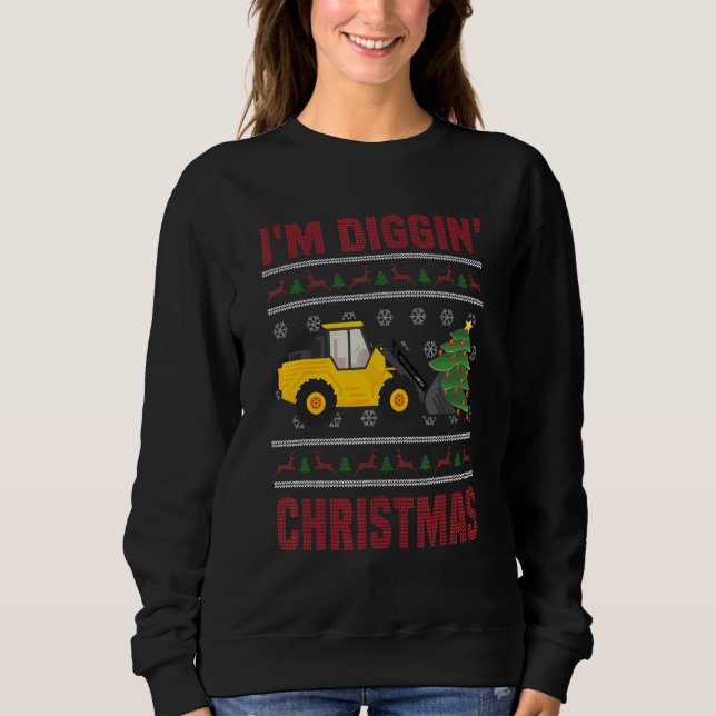 Camiseta Operário da Construção   Bulldozer de Natal Feio (Frente)