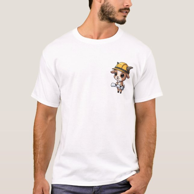 Camiseta Operário da Construção de Bode Marrom Fofo (Frente)