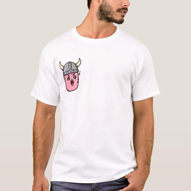 Camiseta Operatic Pink Bean Warrior Wearing Horned Viking (Frente)