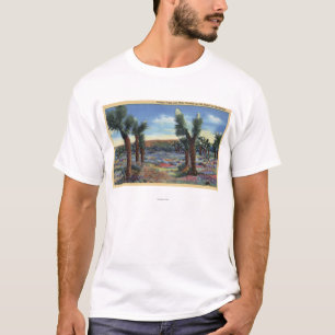 Camiseta Opinião de árvores de Joshua e de flores selvage
