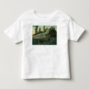 Camiseta Opinião uma equipe de registo em uma sequóia