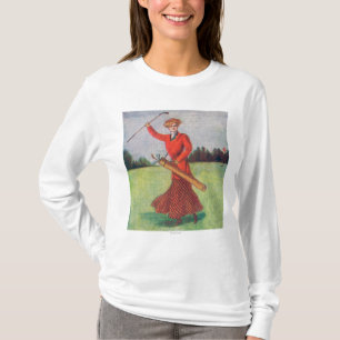 Camiseta Opinião uma mulher em Golfing vermelho