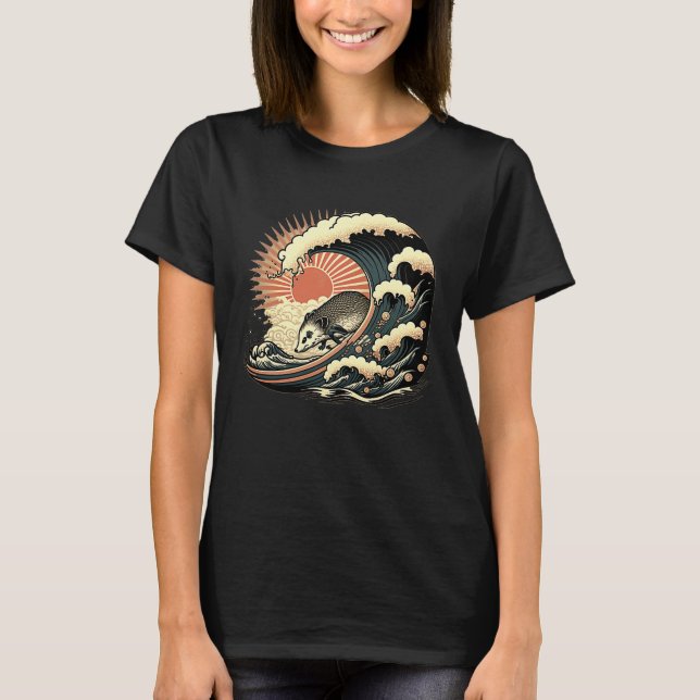 Camiseta Opossum Japanese Wave  Vintage Possum (Frente)