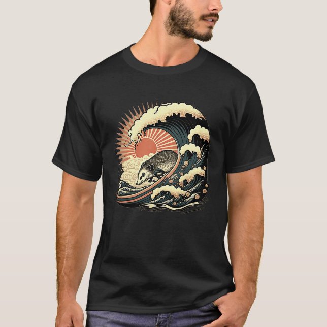 Camiseta Opossum Japanese Wave  Vintage Possum (Frente)