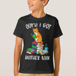 Camiseta Ops, eu tenho outro livro leitor de gato engraçado