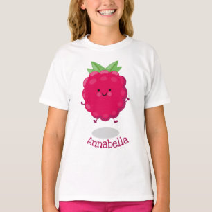 Camiseta Óptica de desenho animado de framboesa feliz