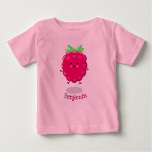 Camiseta Óptica de desenho animado de framboesa feliz